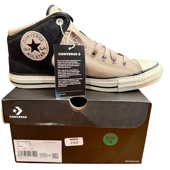 Converse Chuck Taylor All Star Mid Black Beige Men's 9/Women's 11 – New W. Box - Picture 1 of 16